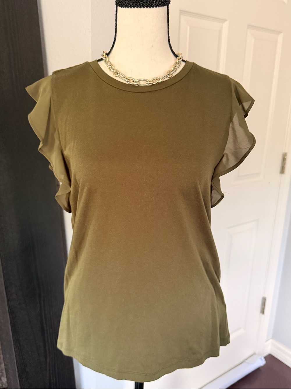 Michael Kors Olive Flutter Sleeve Blouse